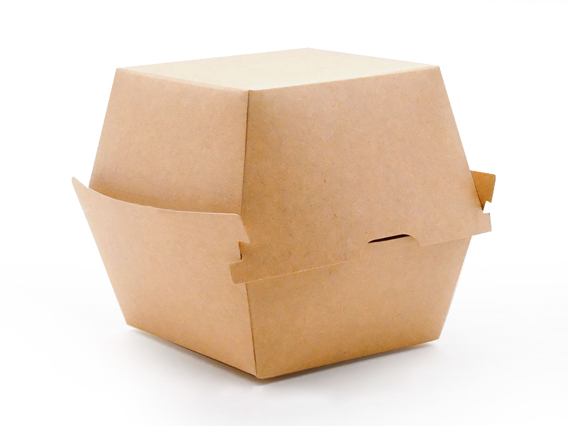 Caja de hamburguesa de cartón para llevar con tapa abatible HB#100