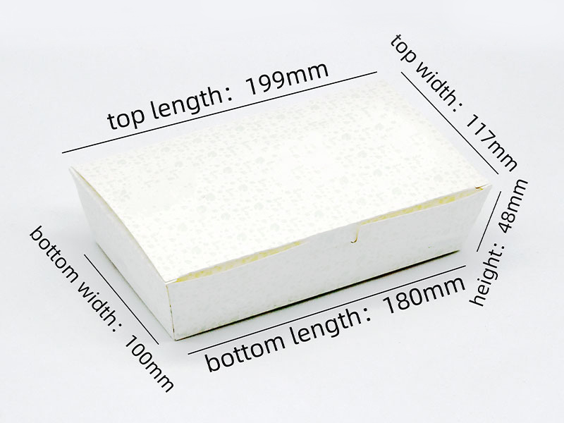 Caja de papel para alimentos tipo concha con protección de grasa 180#S