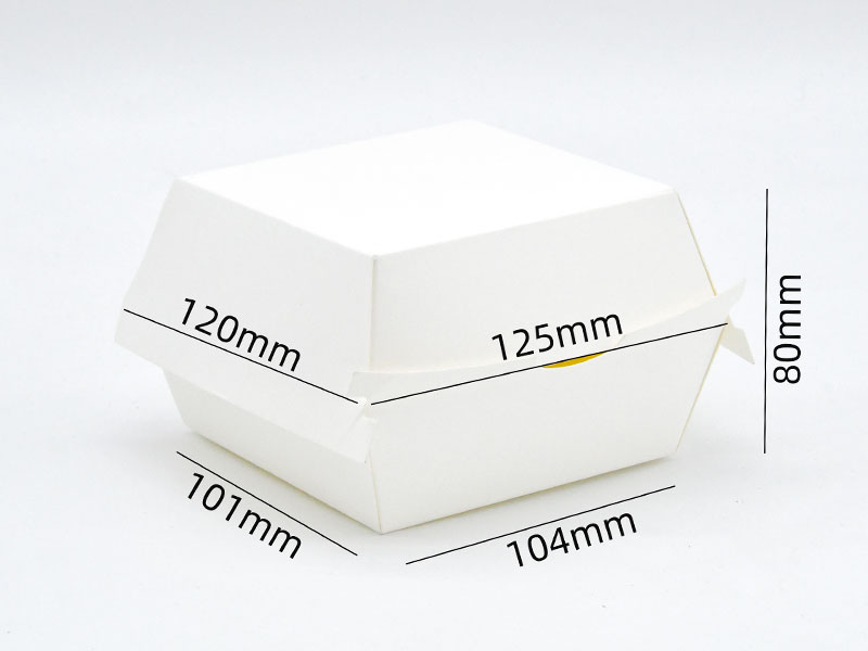HB#104 Caja de hamburguesa de cartón blanca de un solo uso