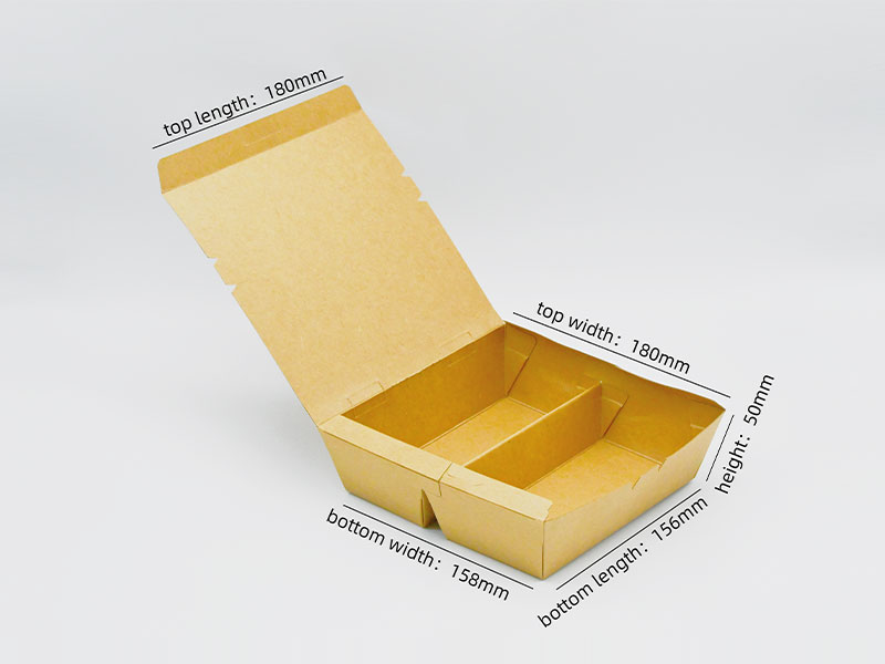 L158 dos rejillas arriba y abajo Caja de papel para alimentos reciclable marrón